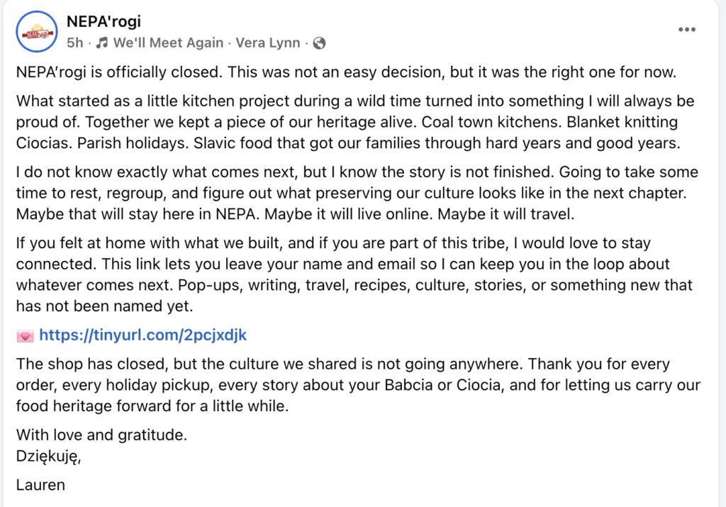 NEPA'rogi (Nanticoke, PA) announced on Facebook that it is now closed.