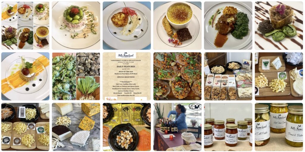 Hills' Homestead (Lords Valley, PA) offers a wide range of fresh produce, locally produced preserves and cheeses, and high-end menu offerings.