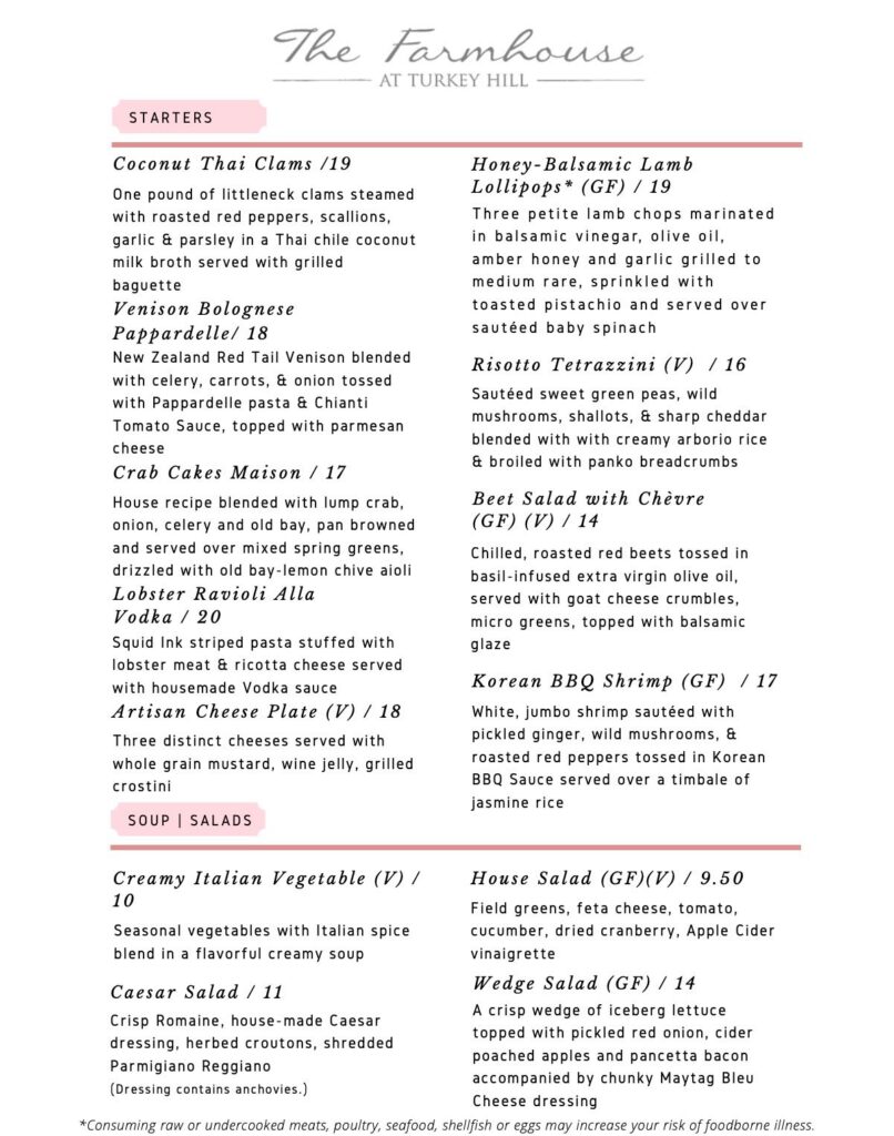 A look at the new Spring menu offered by The Farmhouse at Turkey Hill (Bloomsburg, PA)