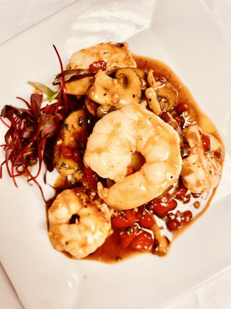 Korean BBQ shrimp is one of the dishes featured on the new Spring menu offered by The Farmhouse at Turkey Hill (Bloomsburg, PA)