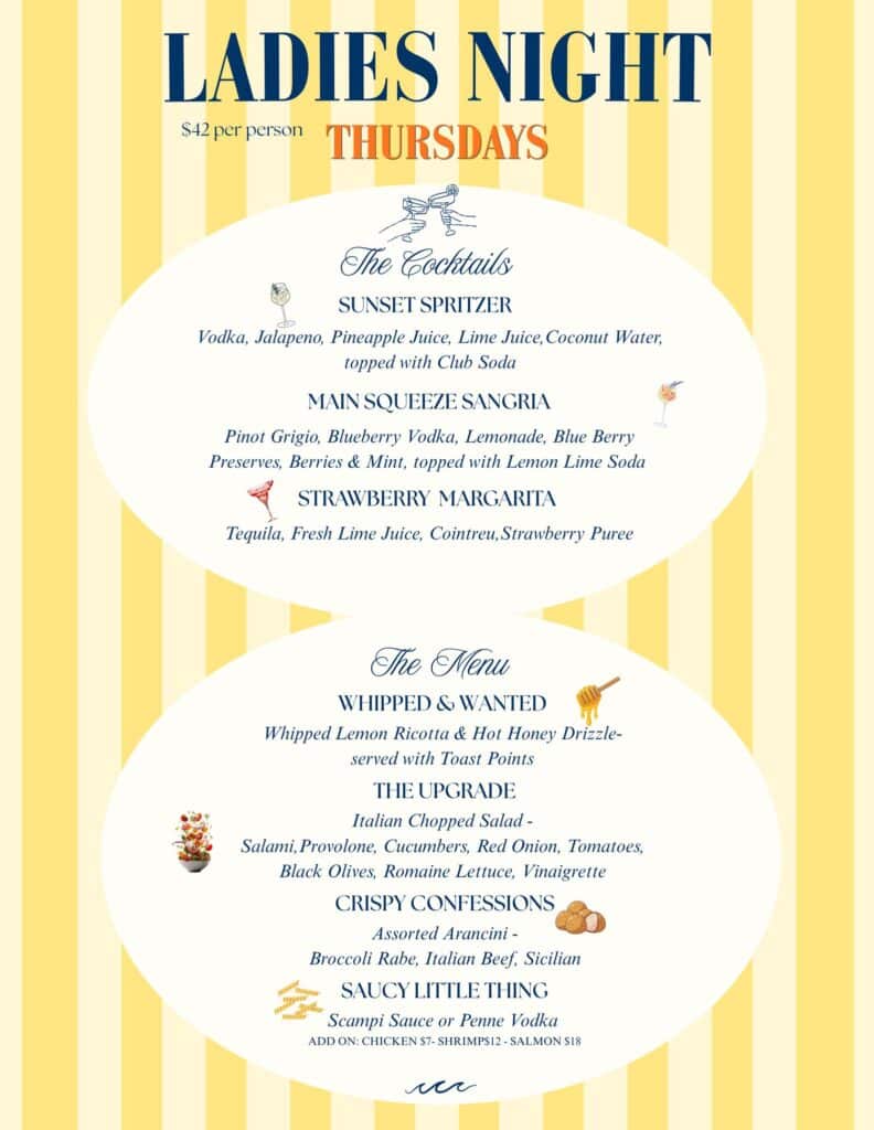 Rikasa On Main (Pittston, PA) has announced a special "Ladies Night" menu, available every Thursday in May.
