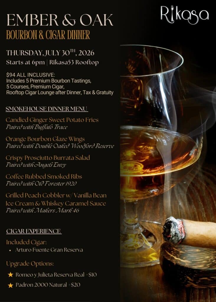 Rikasa (Pittston, PA) will be hosting a special bourbon and cigar dinner on July 30, 2026.